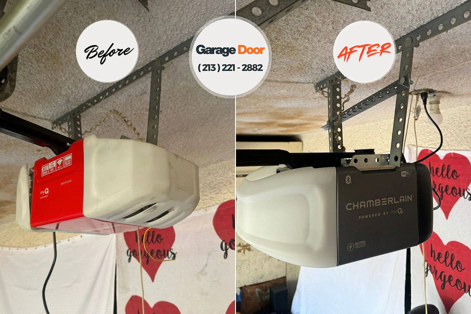 Before and after: garage door repair Burkburnett, TX